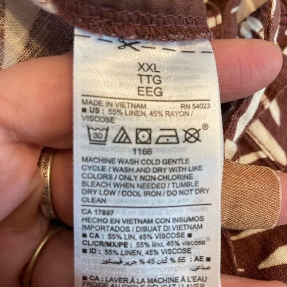 Old Navy NWT Palm print linen blend Pants pull on drawstring pockets - Picture 12 of 14